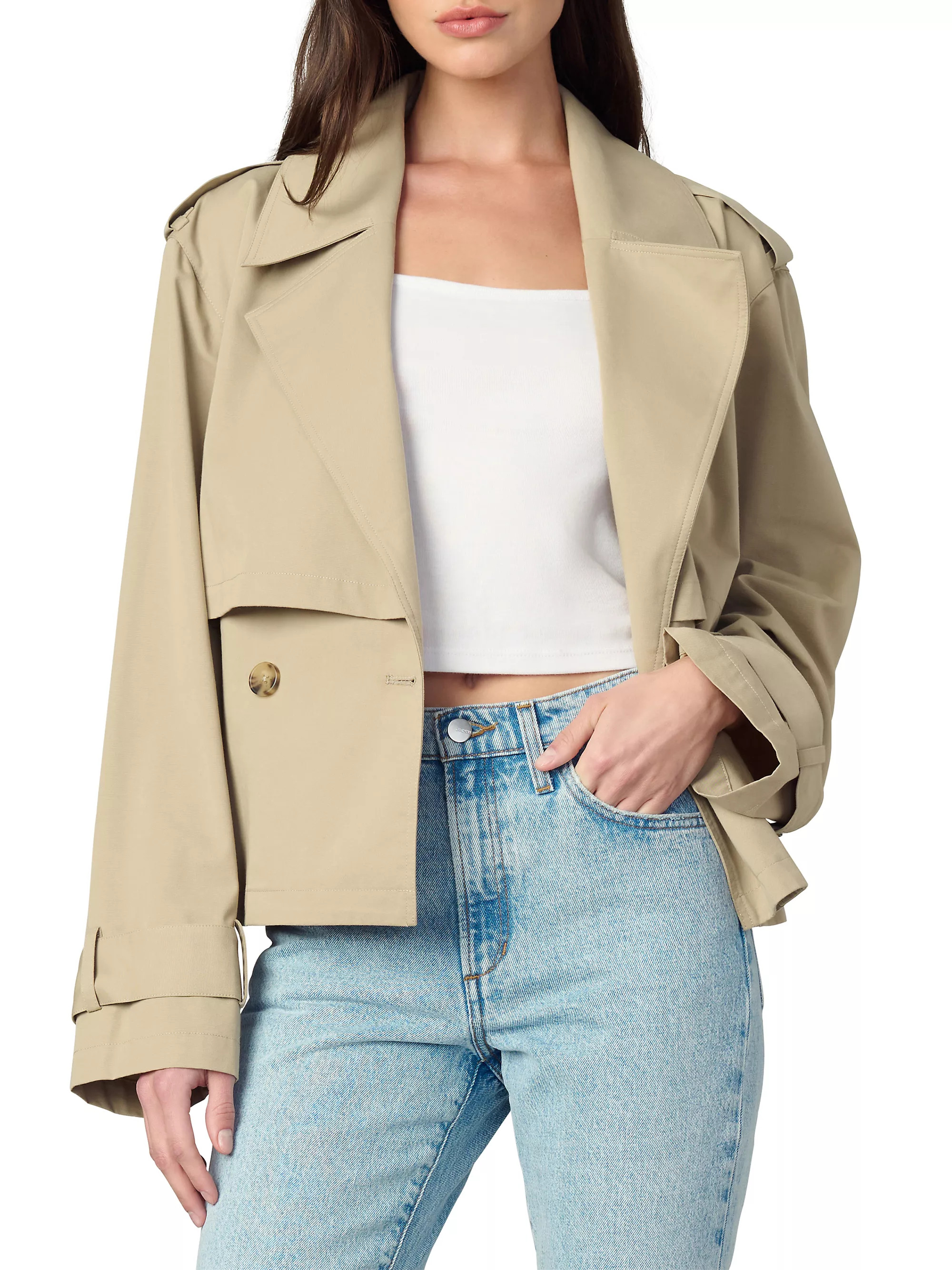 Joe's Jeans The Liz Cropped Trench Coat | Saks Fifth Avenue | Saks Fifth Avenue