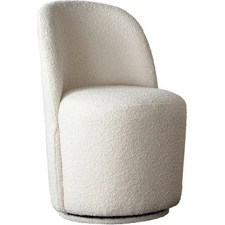 24 Inch Accent Dining Chair, Set of 2, Swivel Base, Boucle Fabric, Ivory | Bed Bath & Beyond
