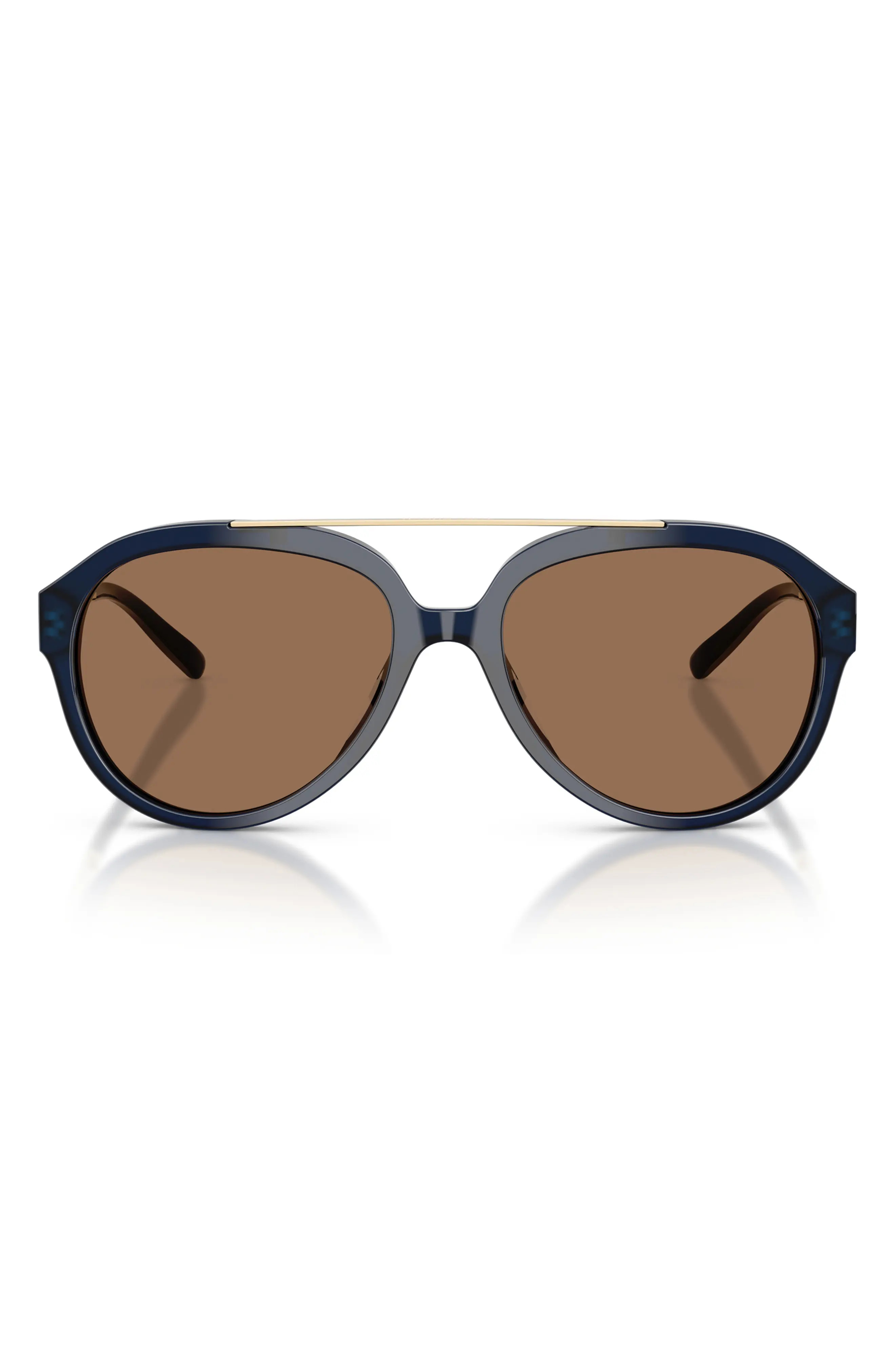 Tory Burch 56mm Pilot Sunglasses in Brown Tortoise /Petrol Green at Nordstrom | Nordstrom