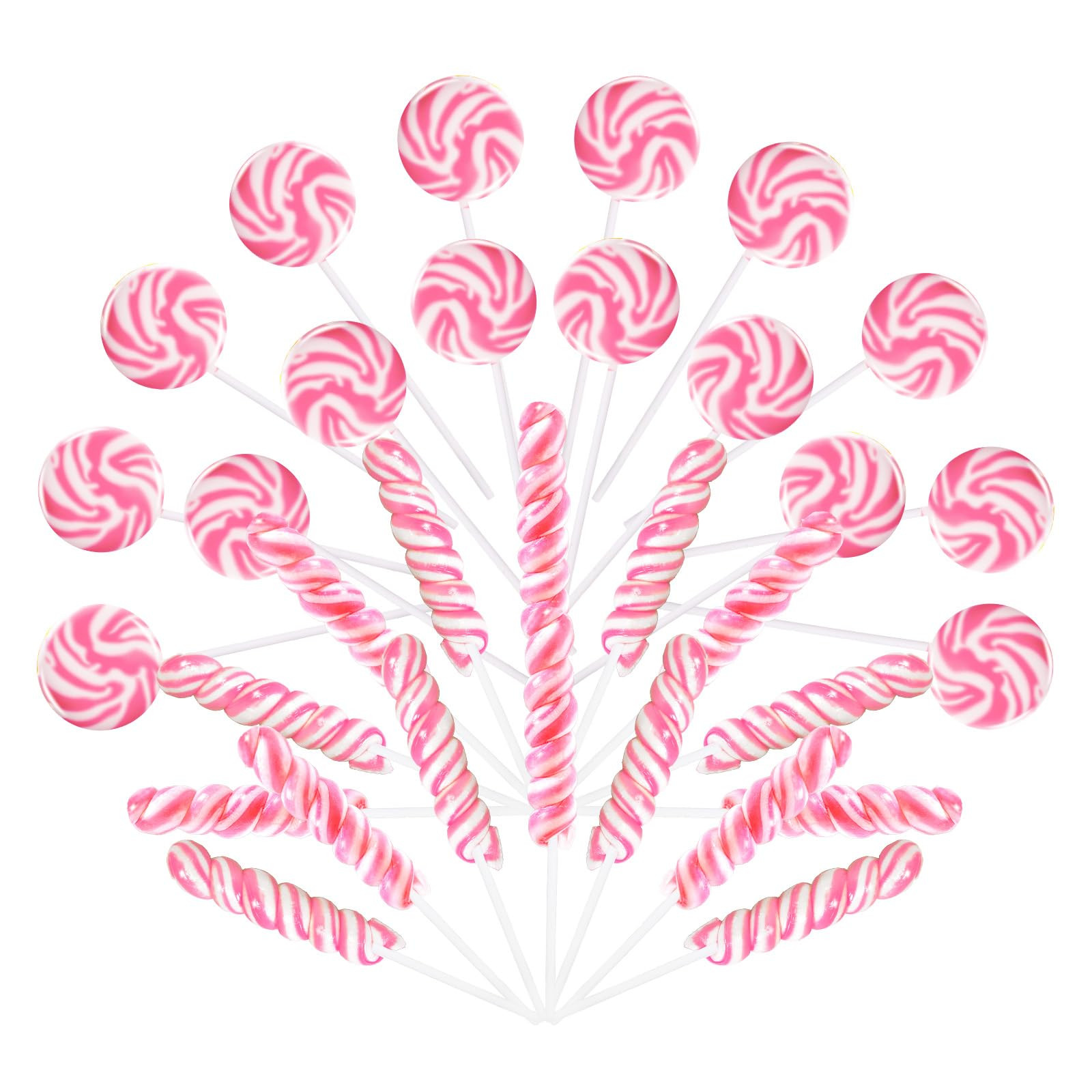 Pink Twisty & Swirl Lollipops 32 Pack (16 Swirl + 16 Twist), Baby Shower Candy Swirl Lollipop Ind... | Amazon (US)