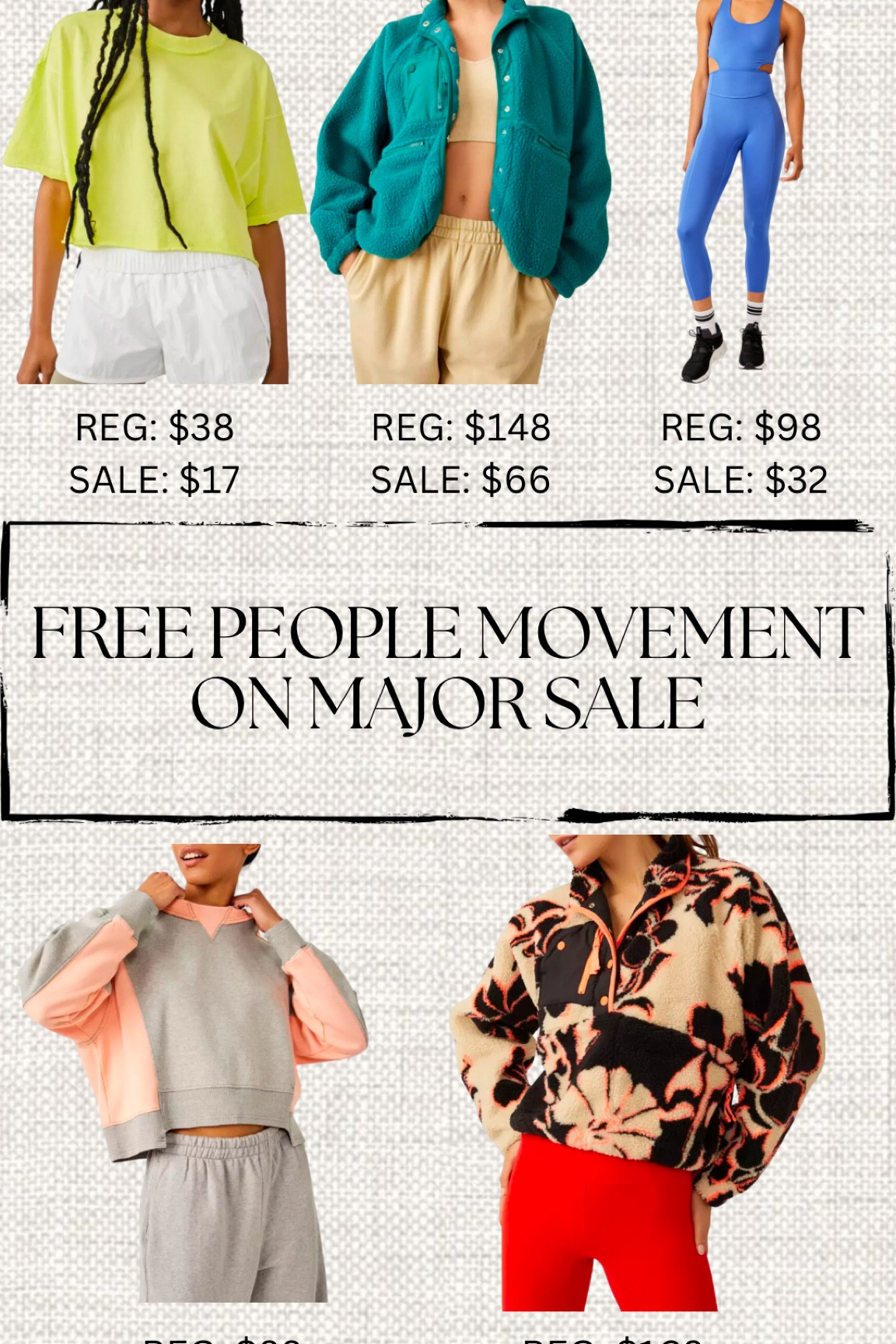 Free People Movement on major sale!! You can get additional 10% off on these prices with an emailed code.

Free people sale, sale alert, fitness

#LTKfitness #LTKsalealert #LTKfindsunder50