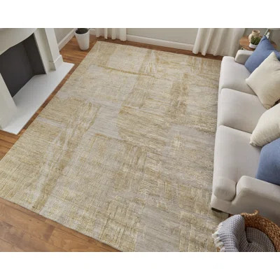 Eastfield Rectangle Wool/Viscose Area Rug in Beige/Gold/Ivory | Perigold