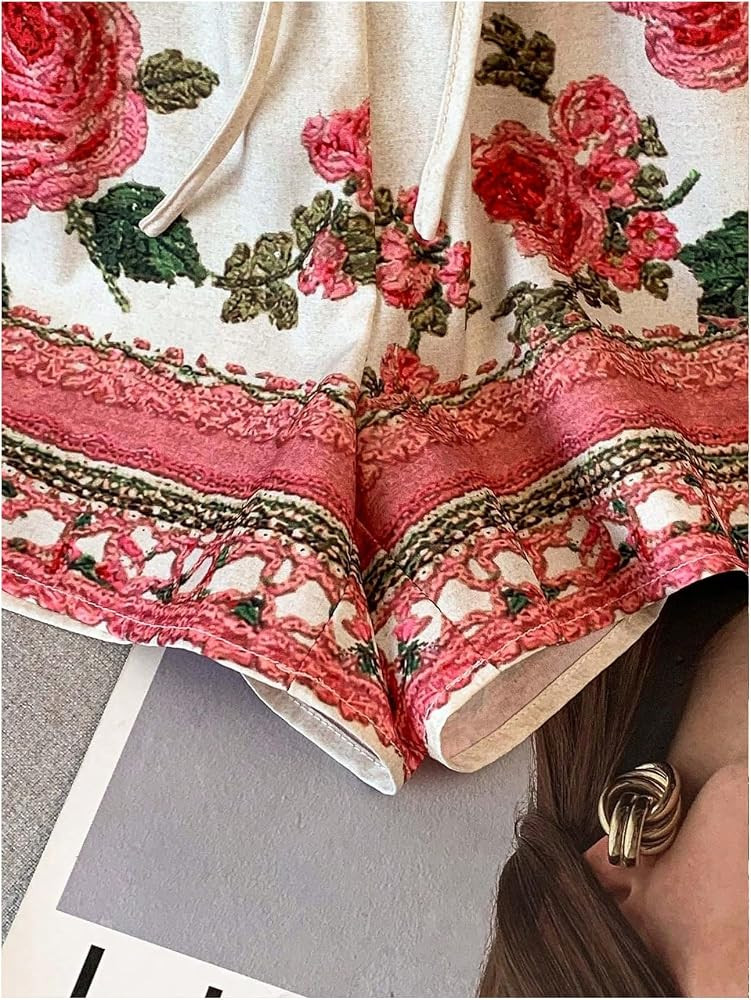WDIRARA Women's Boho Floral Drawstring Waist Summer Vacation Shorts | Amazon (US)