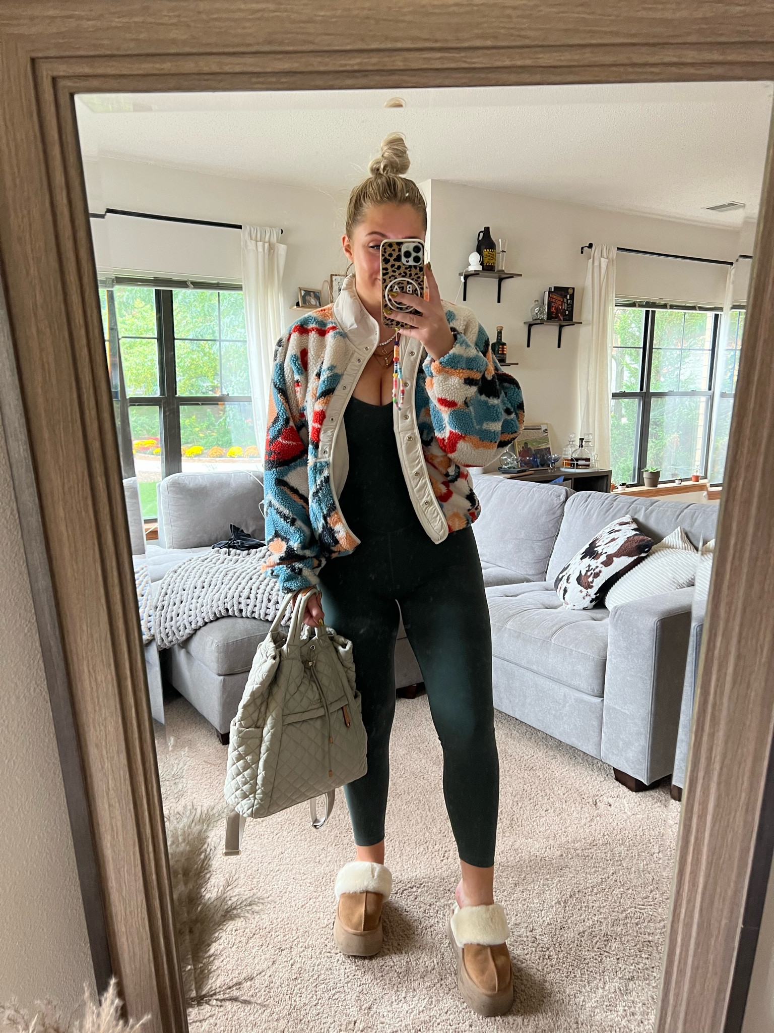 8 in the align bodysuit and medium in the jacket! 