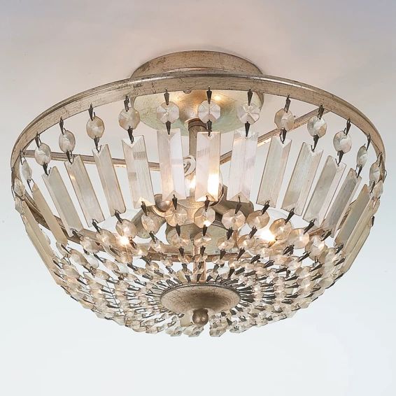 Naples Antiqued Crystal Basket Semi-Flush Ceiling Light | Shades of Light