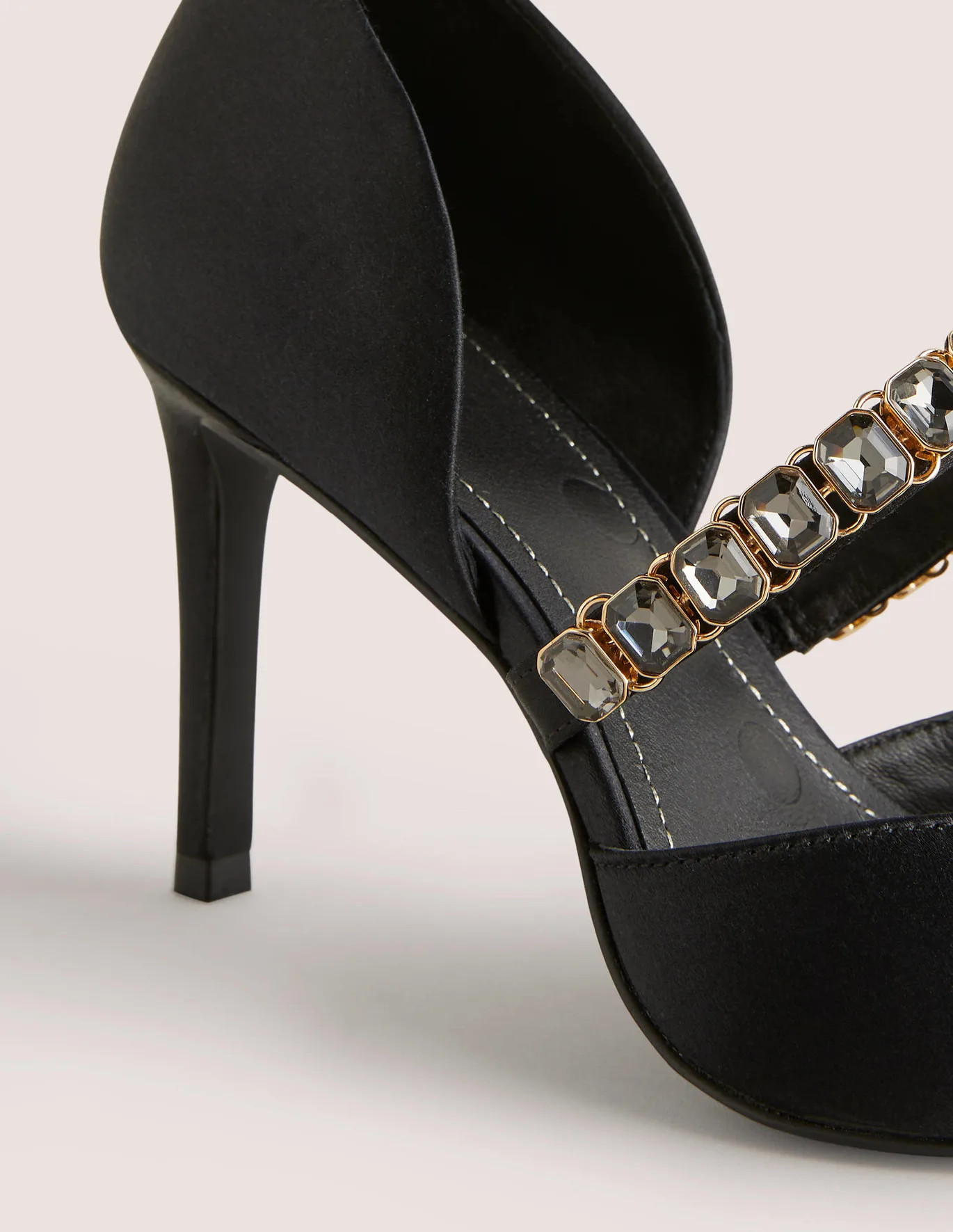 Black Crystal-Strap Heeled Courts - Black | Boden (US)