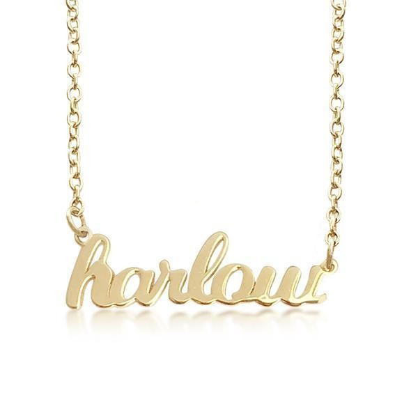 Gold Script Nameplate Necklace | Tiny Tags