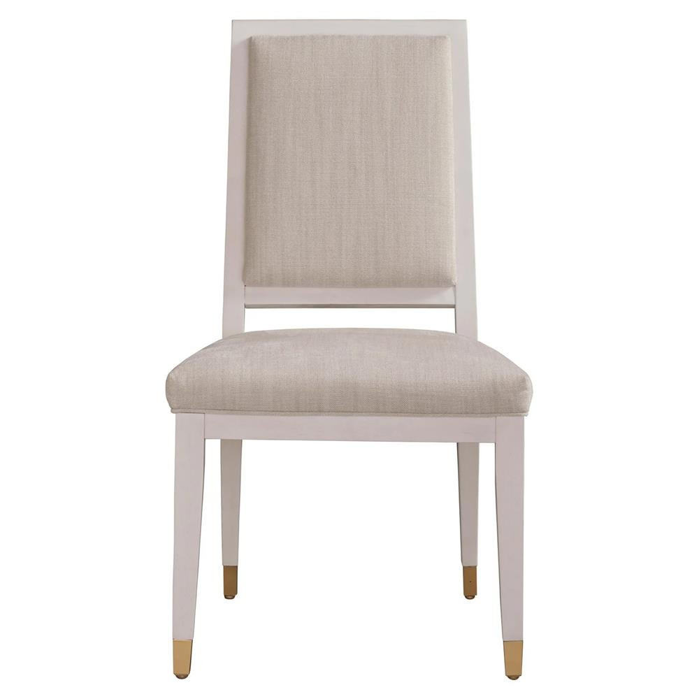 Riya French Country Beige Upholstered Off White Wood Frame Dining Side Chair | Kathy Kuo Home