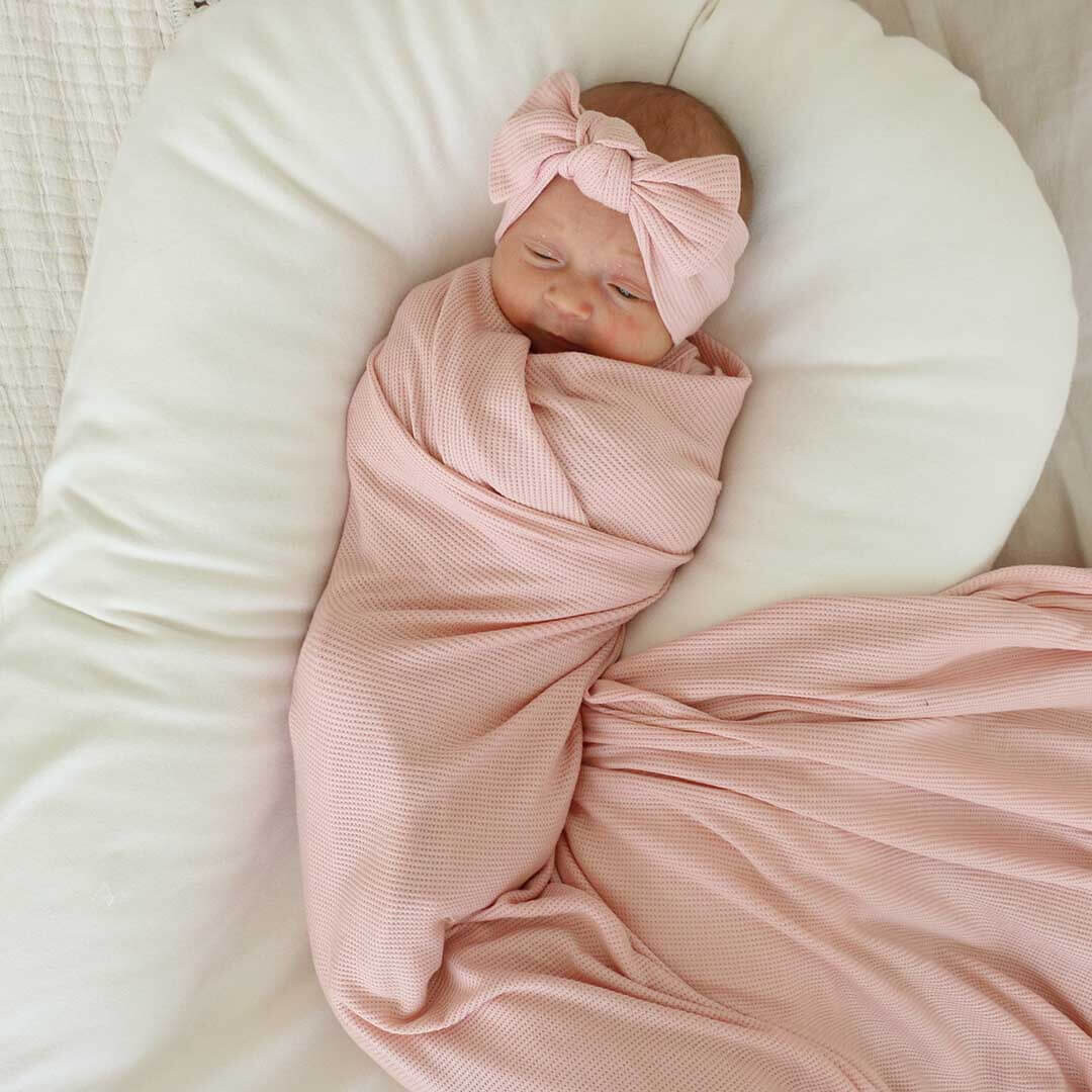 Lovely Pink Waffle Bamboo Oversized Swaddle Blanket | Caden Lane
