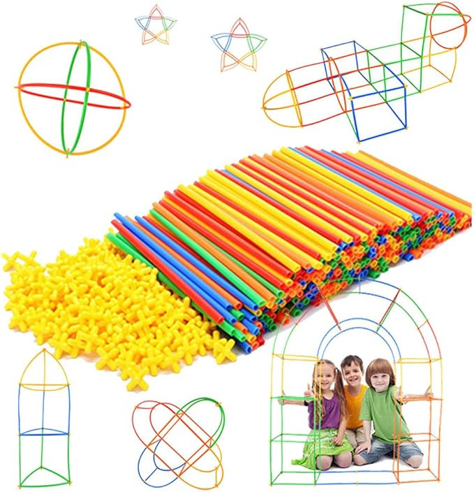 Straw Constructor STEM Building Toys 300 pcs-Colorful Interlocking Plastic Enginnering Toys- Fun-... | Amazon (US)