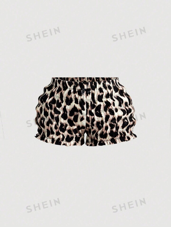 SHEIN MOD Coquette Kawaii Women's Bow Ruffled Micro Mini  Fashionable Leopard Print Shorts, Palaz... | SHEIN