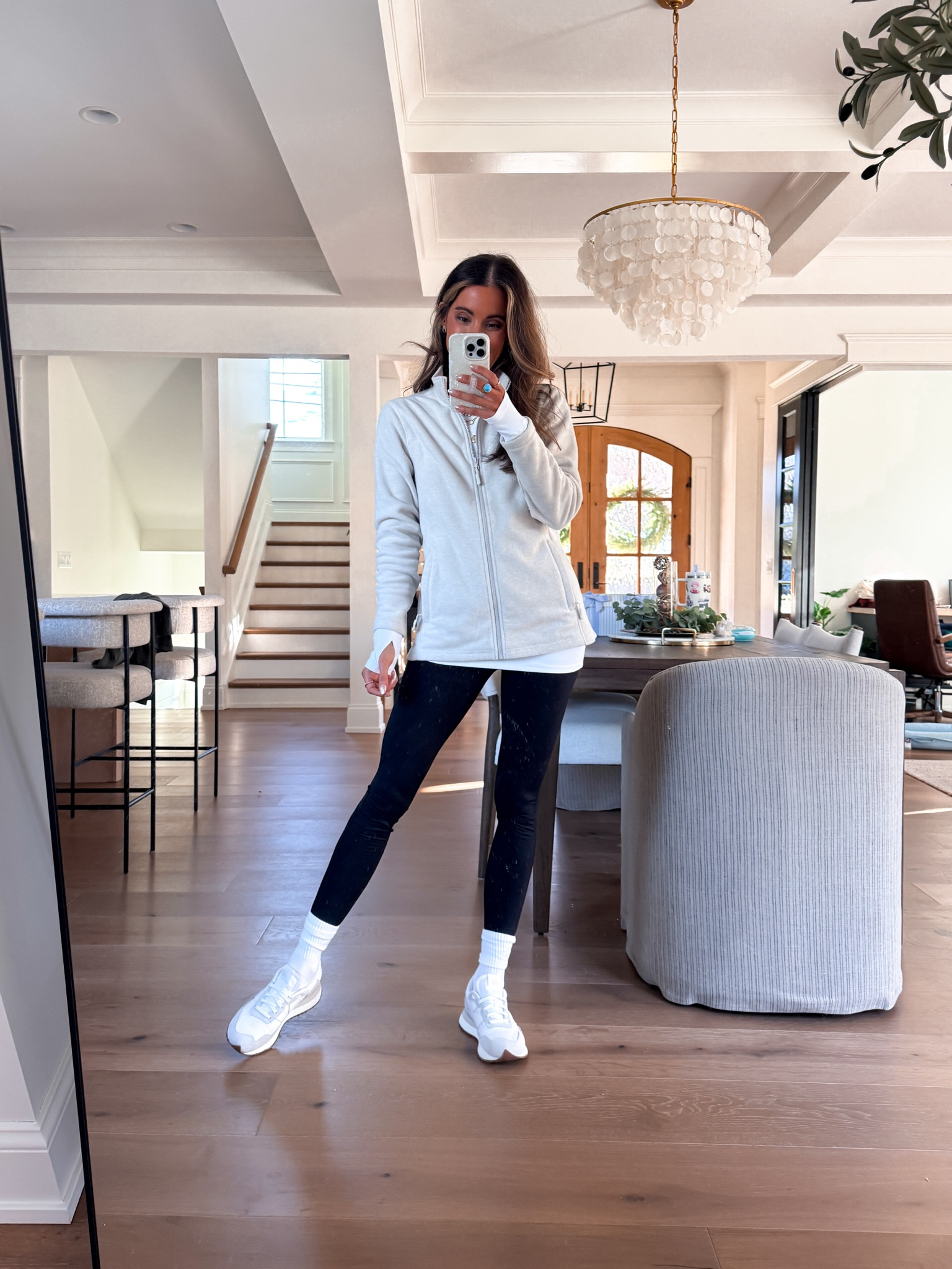 Wearing a small fleece jacket and fleece leggings 

#LTKfitnessgoals #LTKmomlife #LTKActive