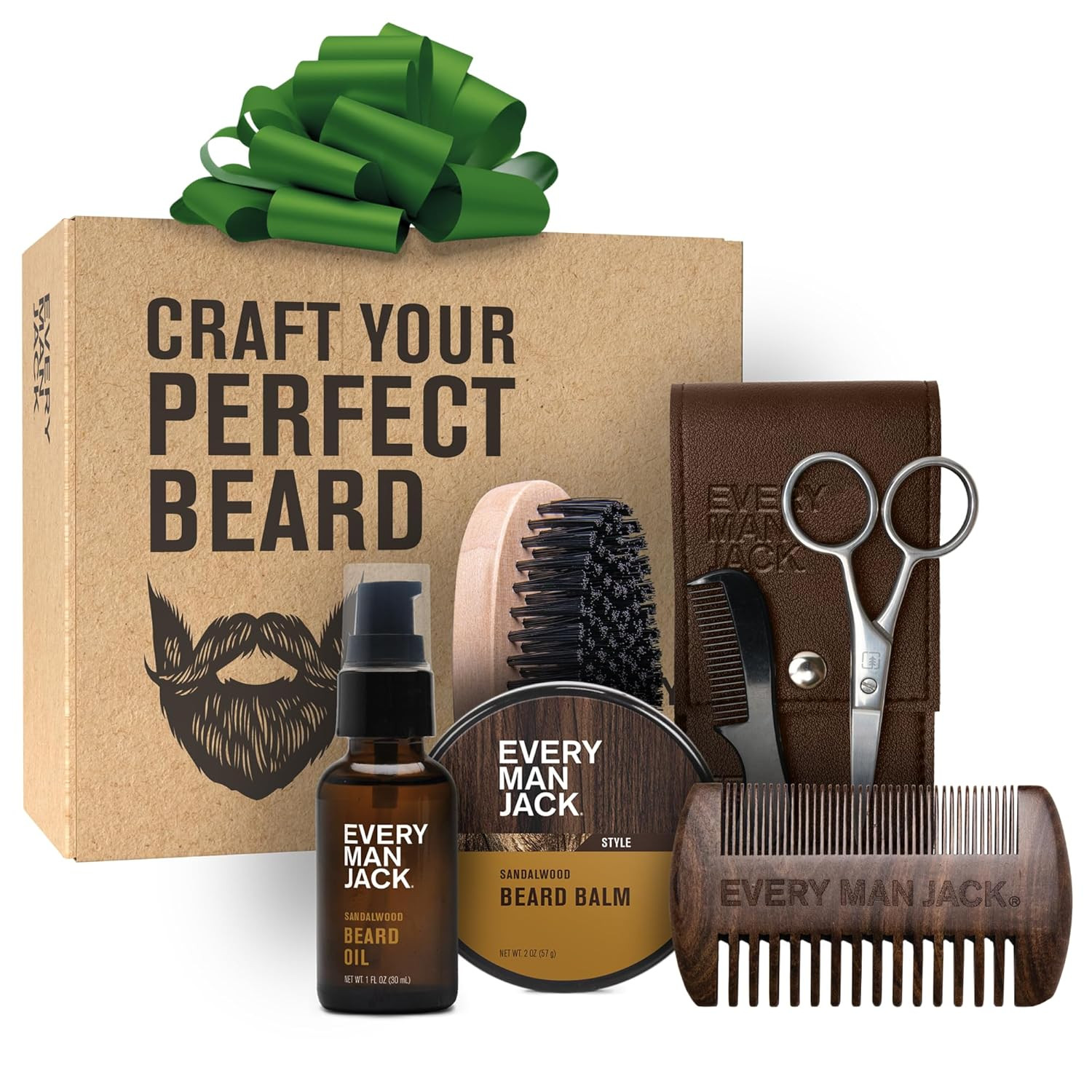 Every Man Jack Beard Grooming Kit for Men - Includes Sandalwood Beard Oil & Beard Balm, Beard Bru... | Amazon (US)
