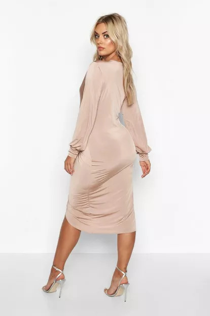 Plus Twist Front Plunge Midi Dress | Boohoo.com (US & CA)