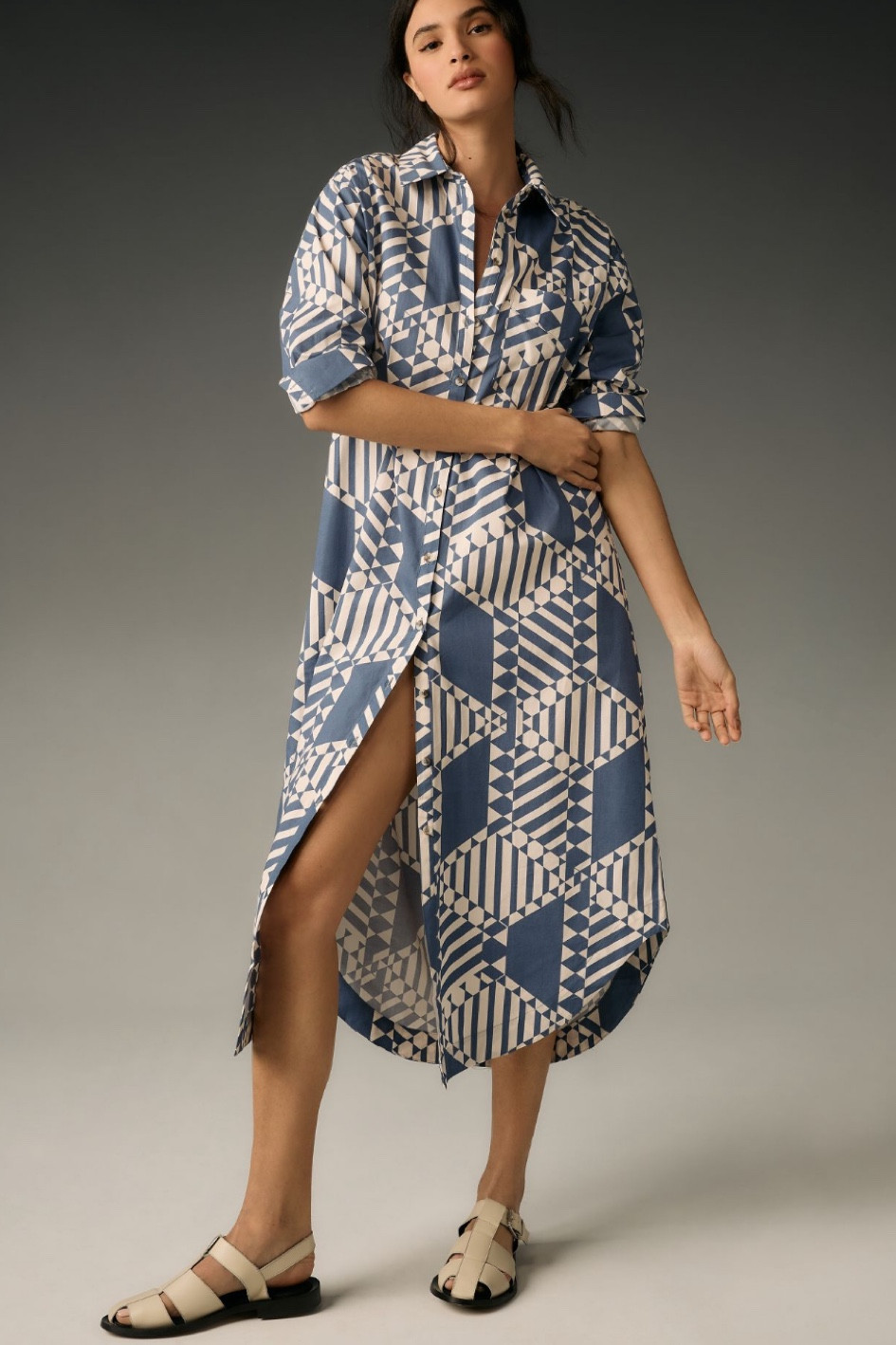soren long sleeve shirt dress Maeve The Soren Long-sleeve Shirt Dress By In Blue
