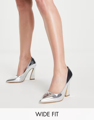 Glamorous Wide Fit heel shoe in silver | ASOS (Global)