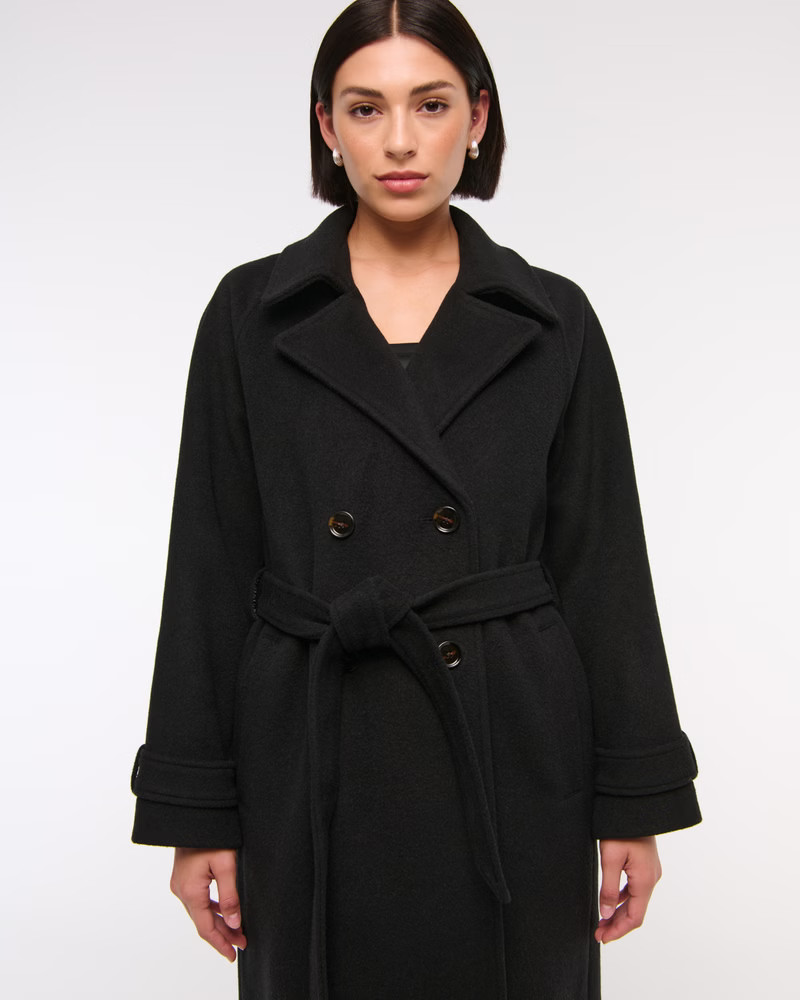 Wool-Blend Trench Coat | Abercrombie & Fitch (US)
