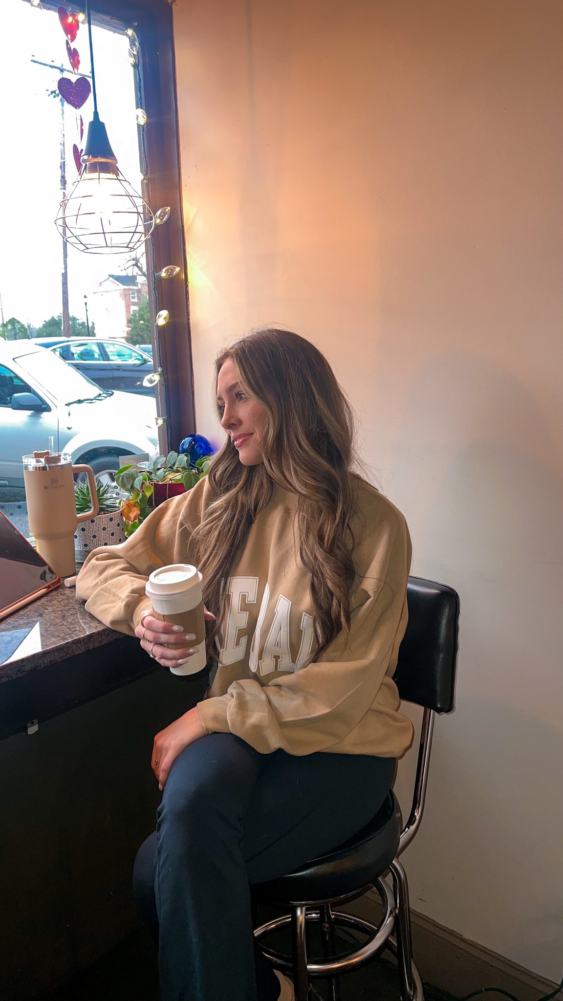 Gloomy days call for three things! Coffee, The Bar sweatshirt, and my Ugg ultra minis! I’ve been loving all things neutral lately & this sweatshirt is my new obsession! 

#LTKstyletip #LTKFind #LTKshoecrush