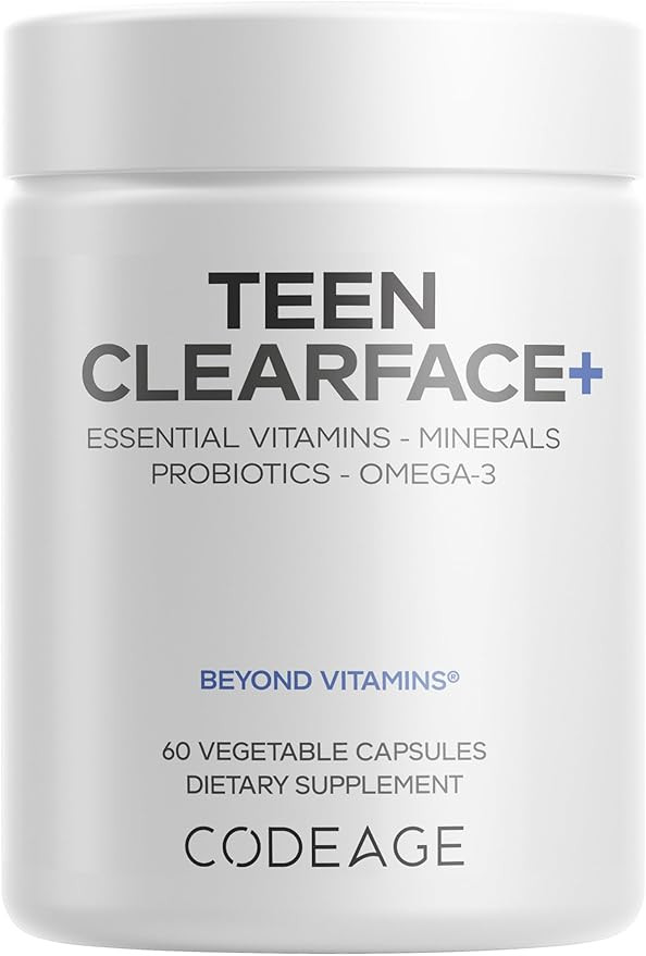 Codeage Teen Clearface Adolescent Face, Skin & Pimples, Vitamins A, C, D3, E, Pantothenic Acid, N... | Amazon (US)