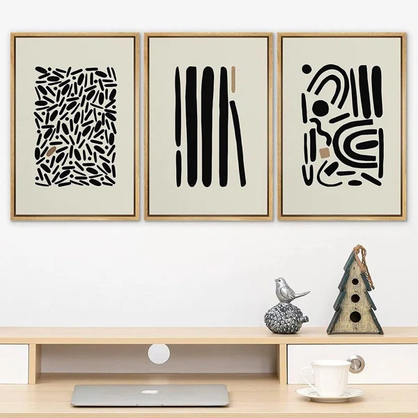 Geometric Boho Stylish Polygon Variety - 3 Piece Graphic Art Set on Canvas | Wayfair North America
