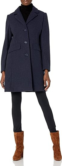 Laundry by Shelli Segal Women's Faux Wool Coat with Notch Collar | Amazon (US)