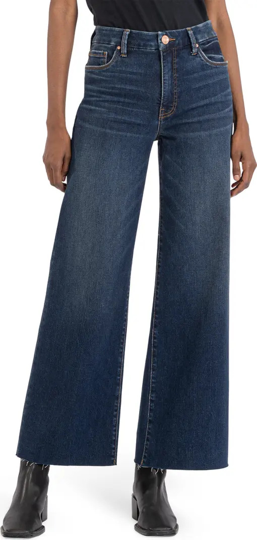 Meg Fab Ab High Waist Raw Hem Ankle Wide Leg Jeans | Nordstrom