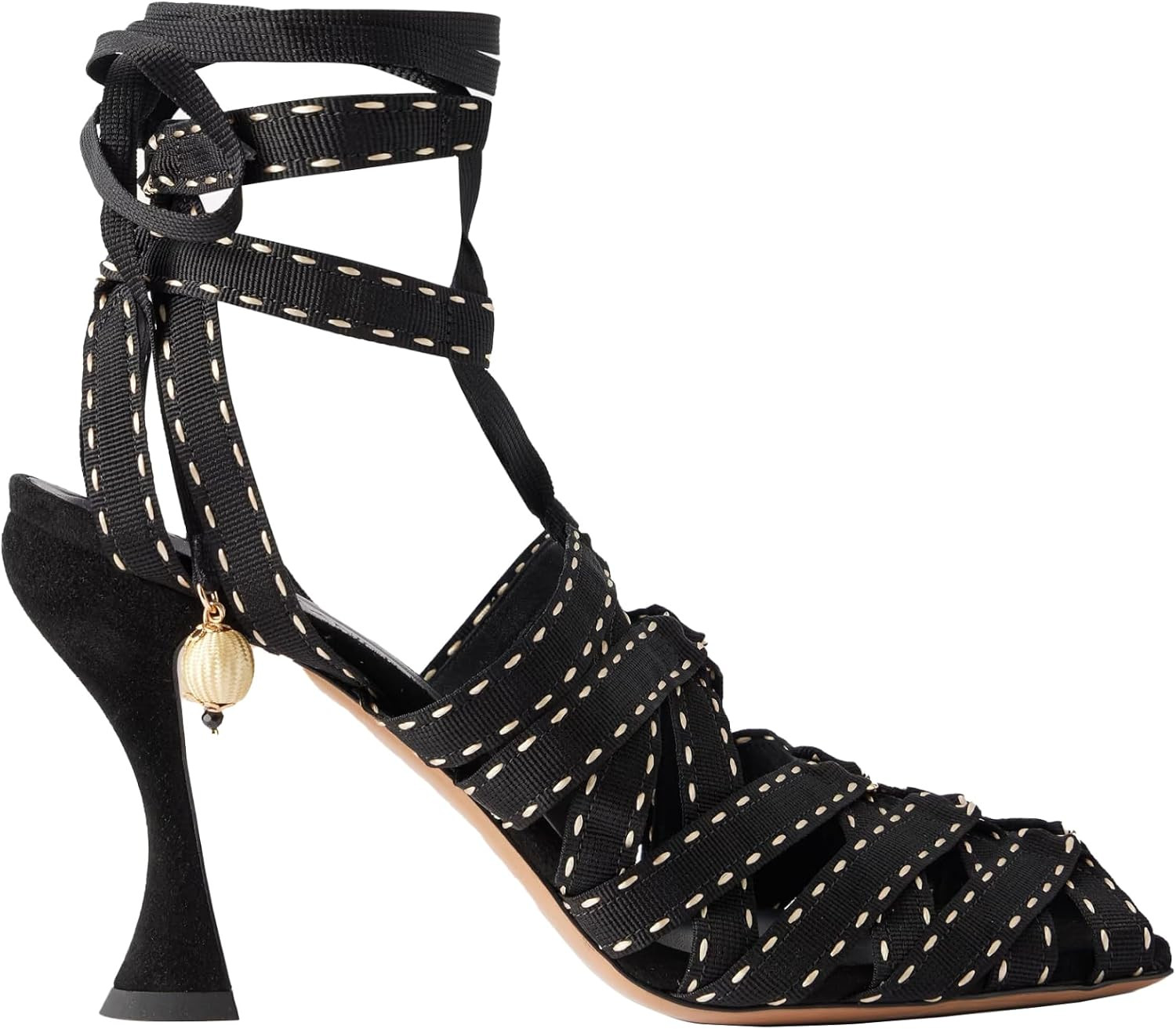 Women Square Toe Lace up Strappy High Heel Sandals Ankle Wrap Flared Summer Heels for Wedding Party | Amazon (US)