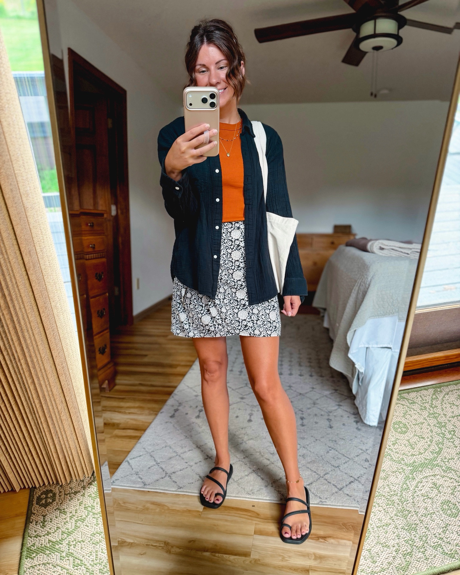 small in my tee, xs in my skirt and 6 in my croc sandals. Xs in my black gauze cotton button up🧡🖤

#LTKPetite #LTKSeasonal #LTKgrwm