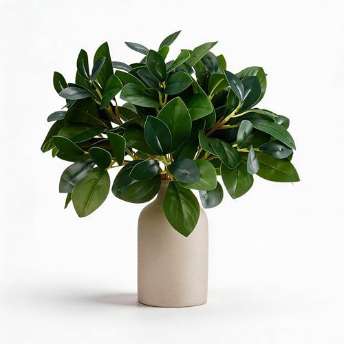 12 Inch Artificial Plant Indoor,Small Fake Plants Eucalyptus Stems With Vase,Faux Greenery In Pot For Farmhouse Home Decor,Bathroom Living Room Kitchen Office Coffee Table Centerpiece (cream white) | Amazon (US)