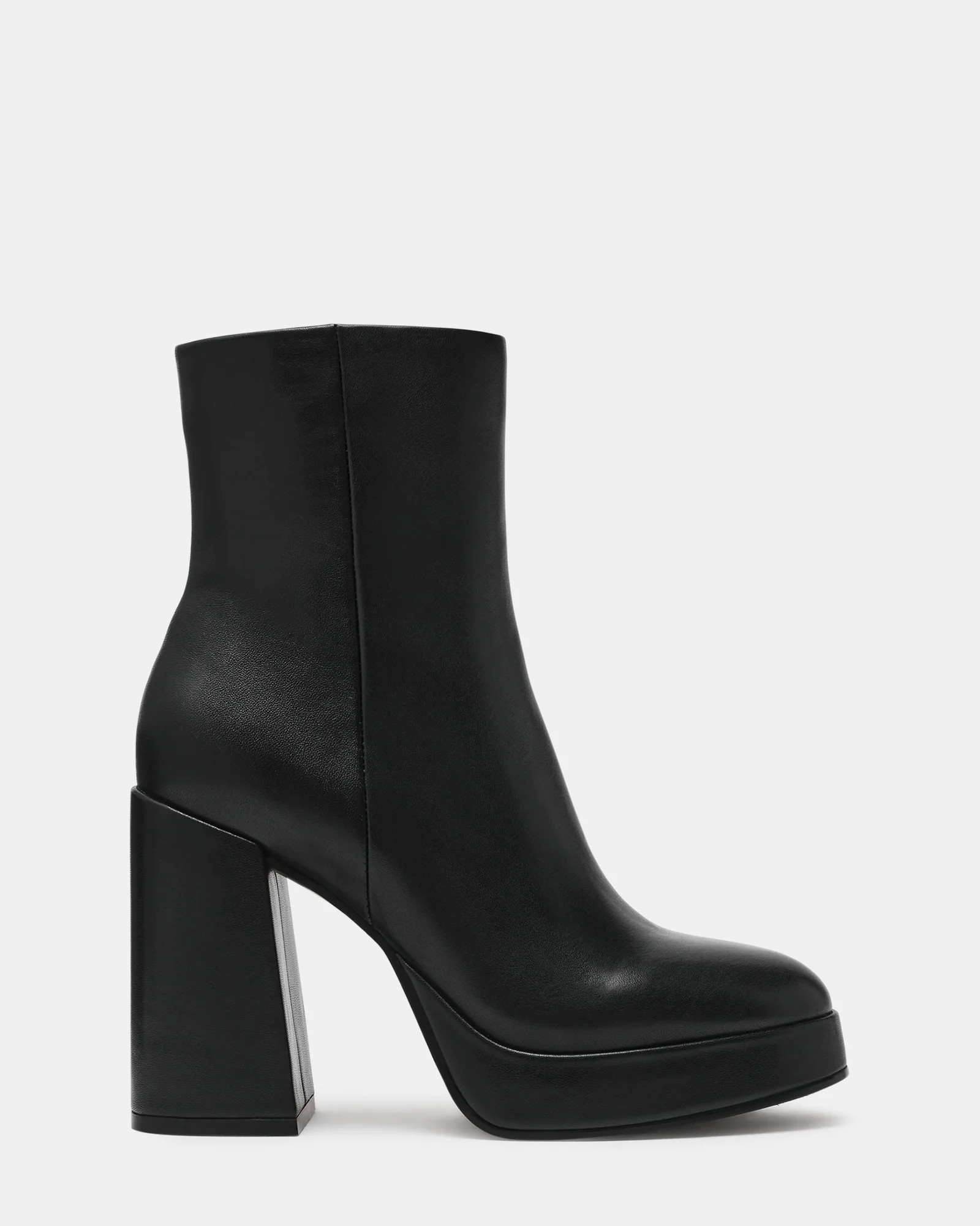 TYRA Black Leather Platform Block Heel Women's Ankle Boot | Steve Madden (US)