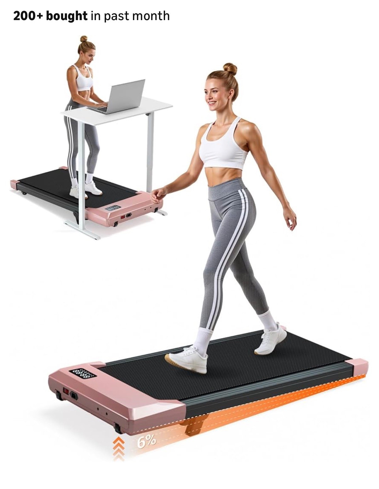 love this walking pad! Perfect set up on hard wood or carpet. 300 pound weight limit, easily moveable 