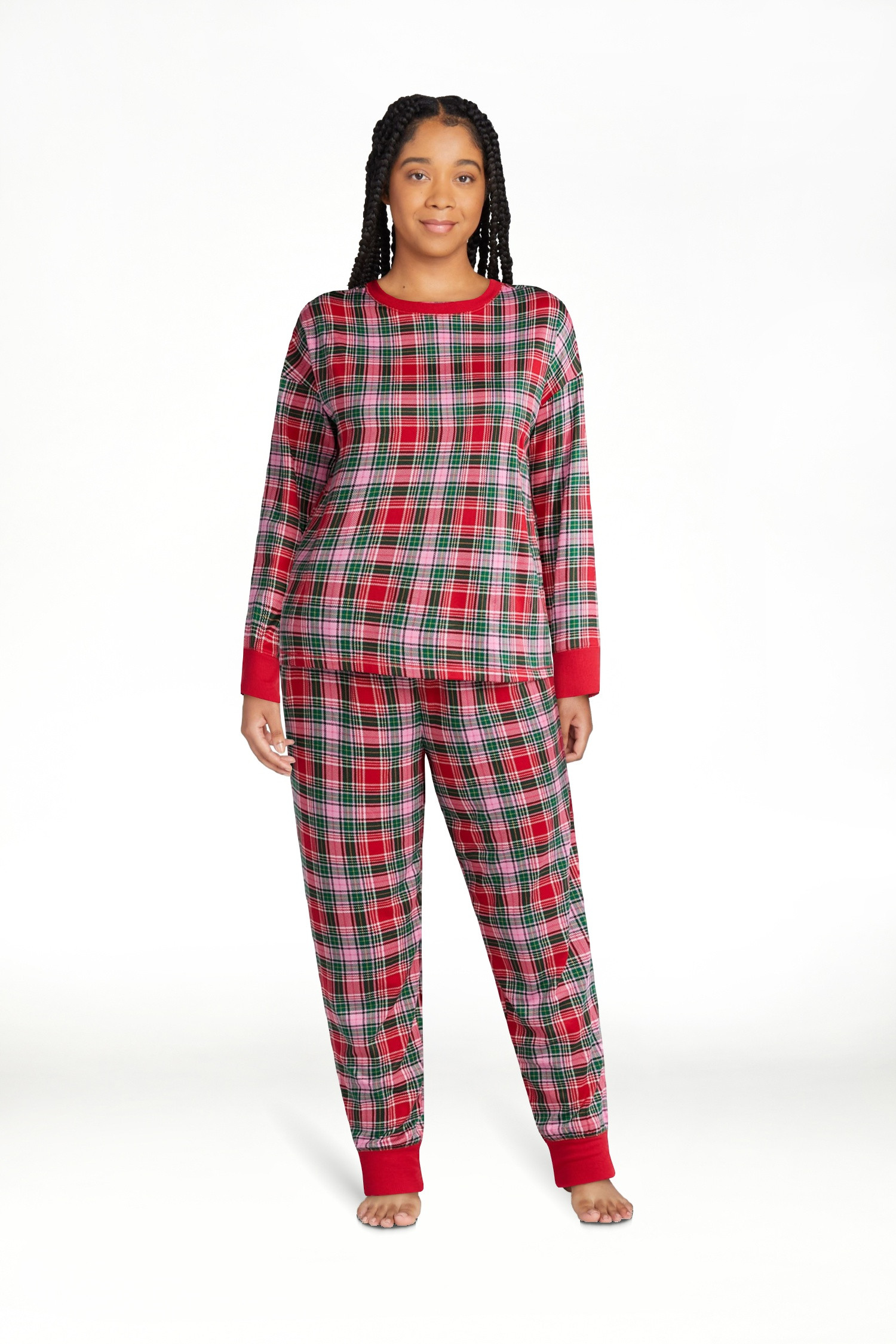 Holiday Time Women's Long Sleeve Crew Neck Sleep Top and Jogger Pants Pajama Set, 2-Piece, Sizes ... | Walmart (US)