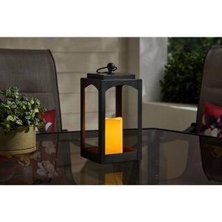 11.8 in. Black Metal Lantern With LED Candle | The Home Depot