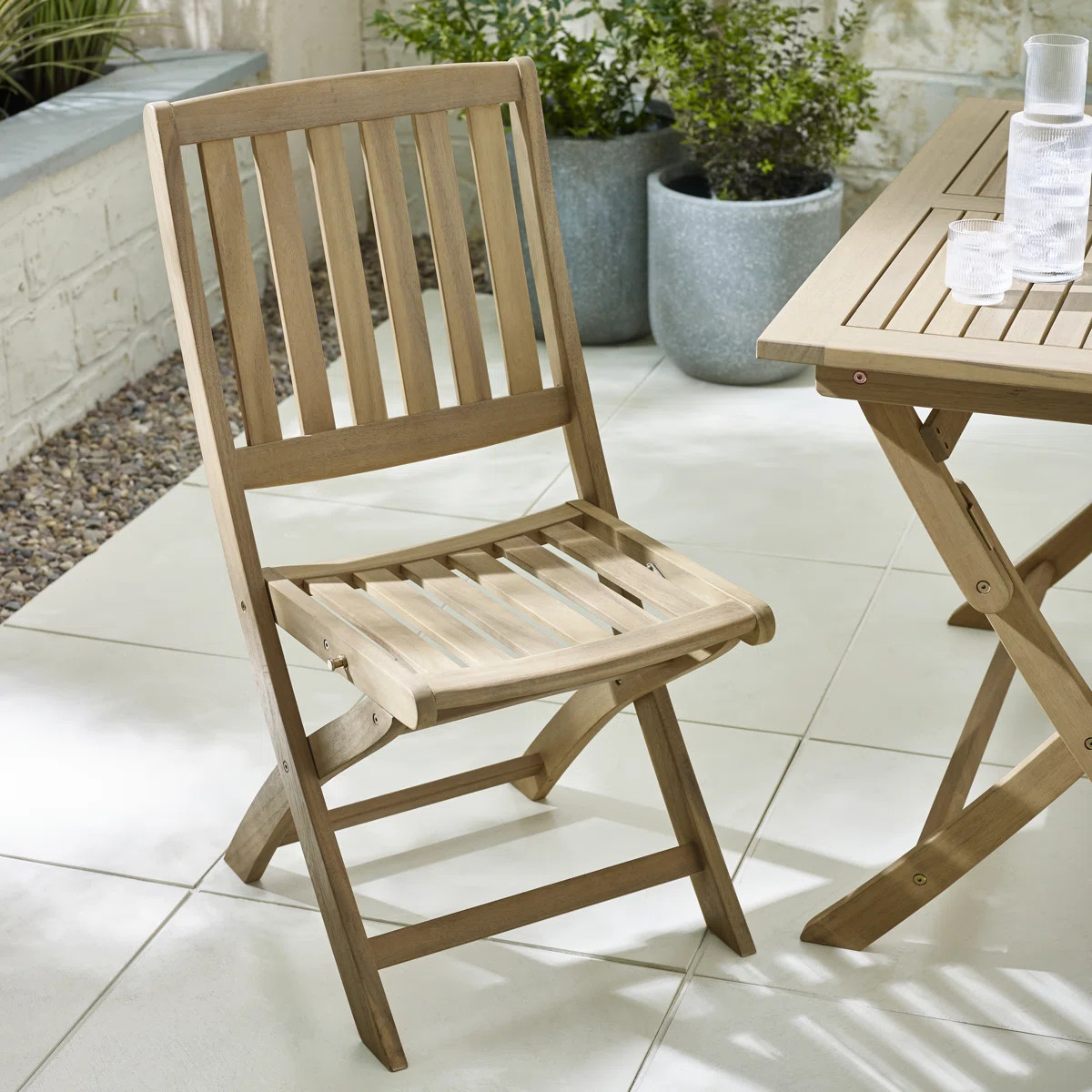 Dizon Outdoor Folding Solid Wood Dining Chair - Modern Garden Patio (Set of 2) | Wayfair North America