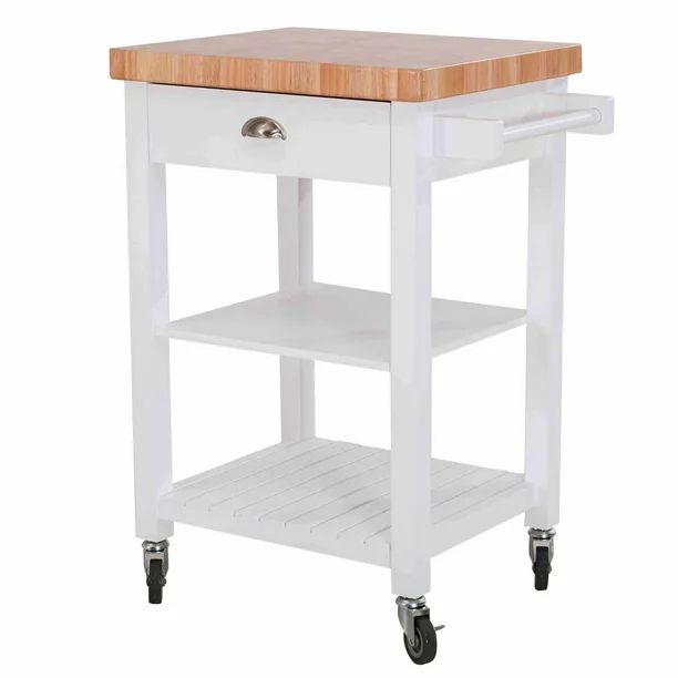SJ Collection Bedford Kitchen Cart on Wheels, Rolling Island Cart with Drawer and Storage, Wood T... | Walmart (US)