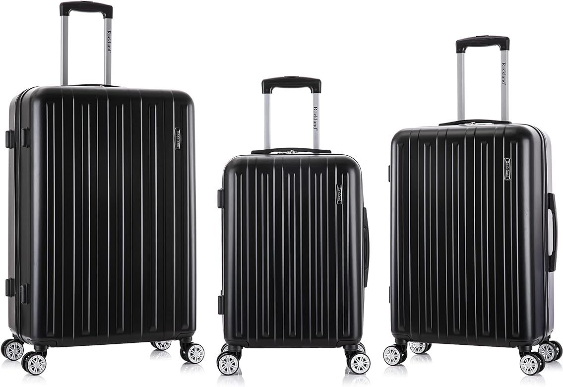 Rockland Paris Hardside Luggage with Spinner Wheels, Black, 3-Piece Set (20/24/28) | Amazon (US)