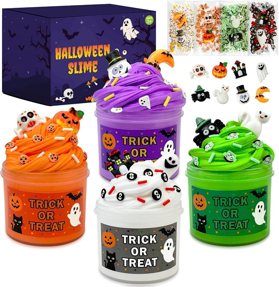 Halloween Treat Non Candy for Toddlers-4 PCS Slime Toys Gifts Party Favors | Amazon (US)