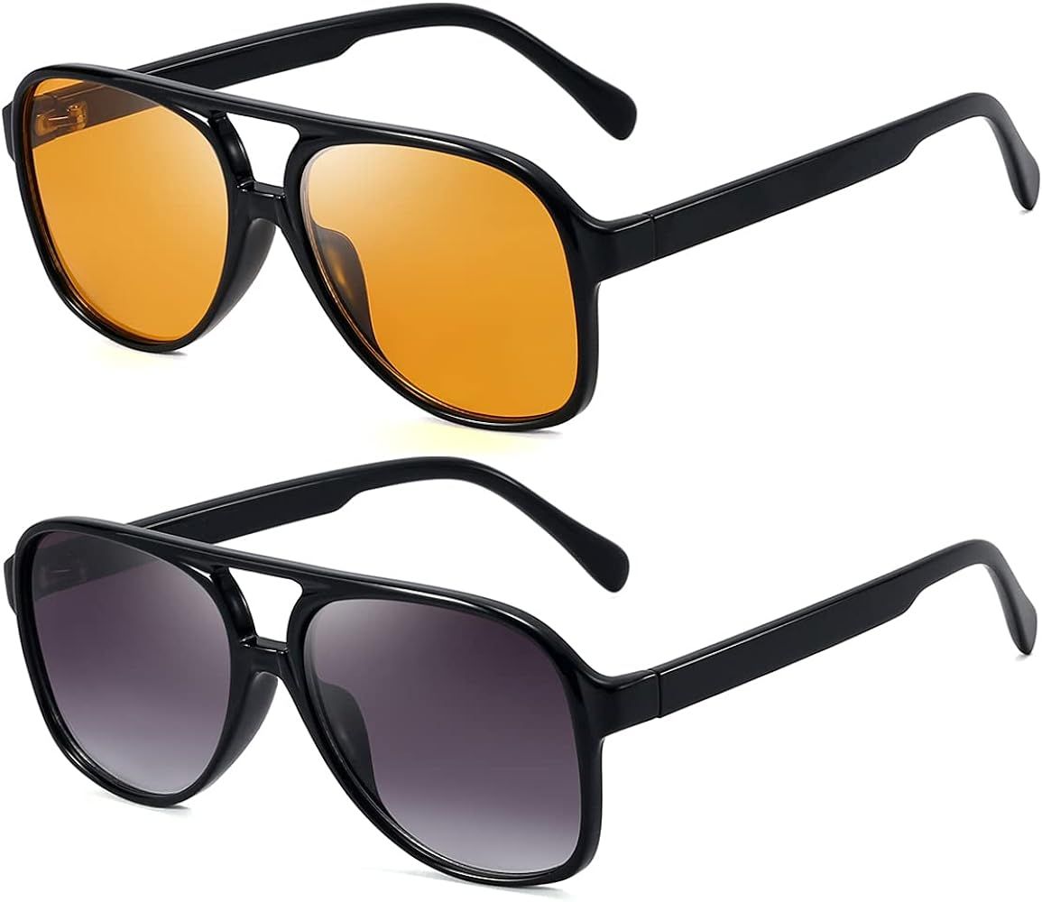 Dollger Retro Aviator Sunglasses for Women Men Classic Vintage Large Square Frame 70s Sun Glasses | Amazon (US)
