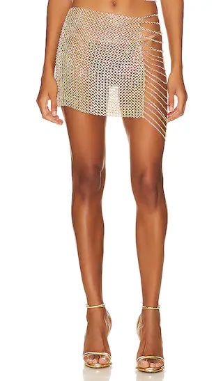 Rema Mini Skirt in Gold | Revolve Clothing (Global)