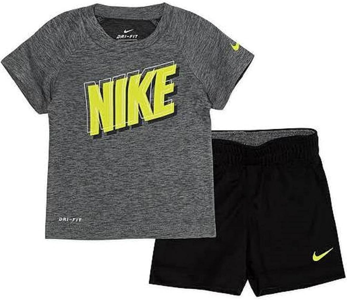 Nike Infant Boys' T-Shirt and Shorts Set Black/Volt 12 Months | Amazon (US)