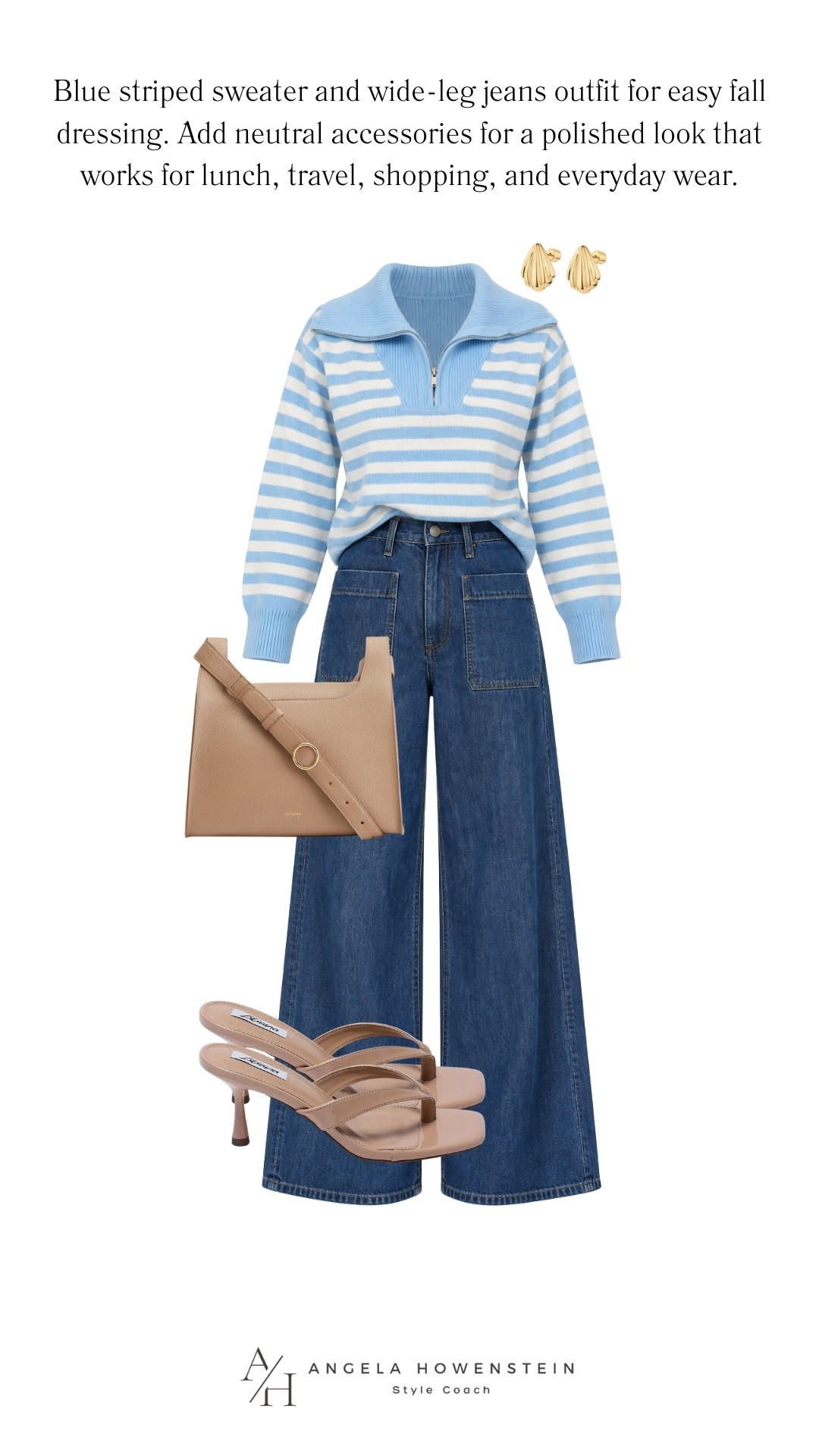 This blue-and-white striped quarter-zip with wide-leg jeans is such an easy outfit formula. Comfortable for everyday wear, but polished enough for lunch, shopping, travel, or a casual dinner.

👩‍💻 LTK PRO TIPS
❤️ Heart = Support my posts ;-)
🔖 Save = Get sale & restock alerts for the things you love!
📋 Lists = Keep favorites organized (List ideas: Christmas, Birthdays, and Vacations!)
📲 Share = Send lists and products to a friend (or your daughters like me).
💬 Comment = Ask me anything, and I’ll answer. ;-)

#LTKootd #LTKSeasonal #LTKOver40