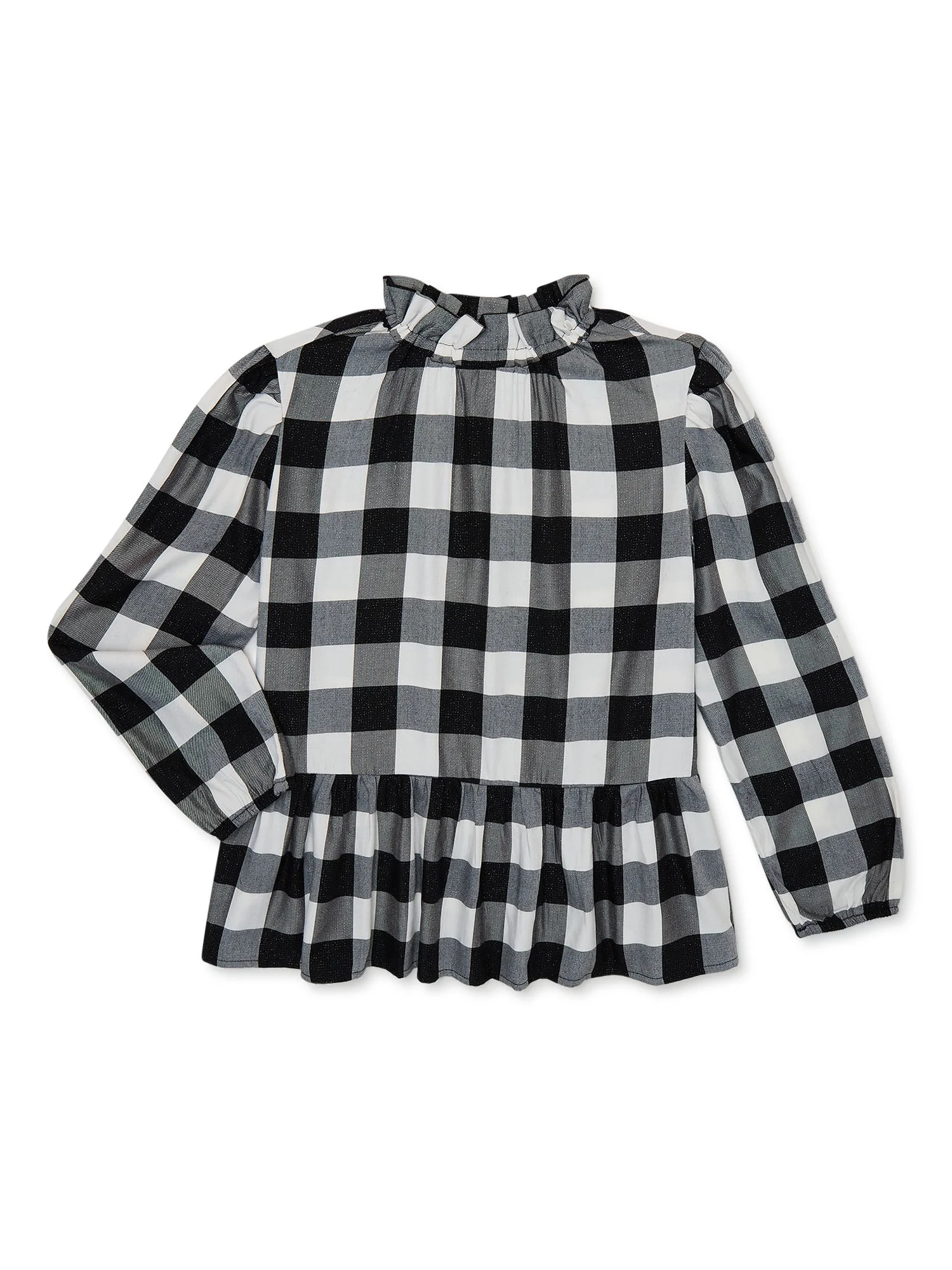 Wonder Nation Girls Long Sleeve Peplum Hem Top, Sizes 4-18 & Plus - Walmart.com | Walmart (US)