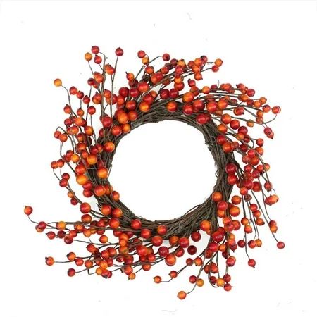 14" Autumn Harvest Artificial Orange and Red Berry Twig Wreath - Unlit | Walmart (US)
