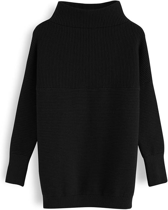 CHICWISH Women's Linen/White/Grey Cozy Ribbed Long Sleeve Turtleneck Knit Top Pullover Sweater | Amazon (US)