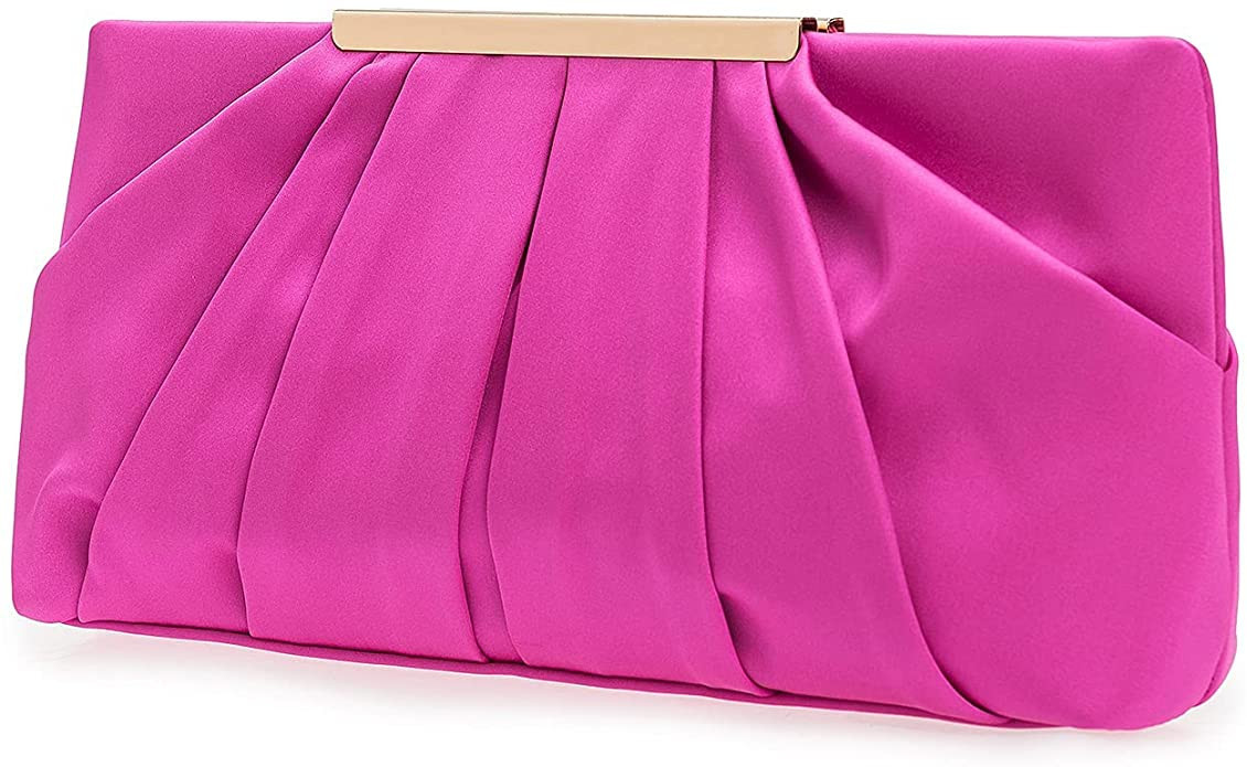 CHARMING TAILOR Clutch Evening Bag Elegant Pleated Satin Formal Handbag Simple Classy Purse for W... | Amazon (US)