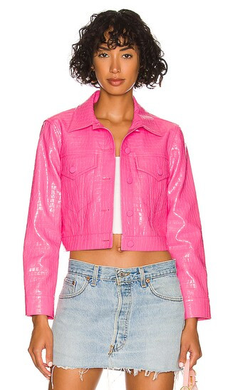 Chloe Vegan Croc Jacket in French Rose | Revolve Clothing (Global)