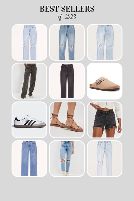 Top sellers of 2023 
Curve love jeans 
Abercrombie denim 
American Eagle jeans 
Curvy fit jeans 
Adidas sambas 
Clogs 
Lace up sandals 
Cargo pants 

#LTKsalealert #LTKSeasonal #LTKHoliday