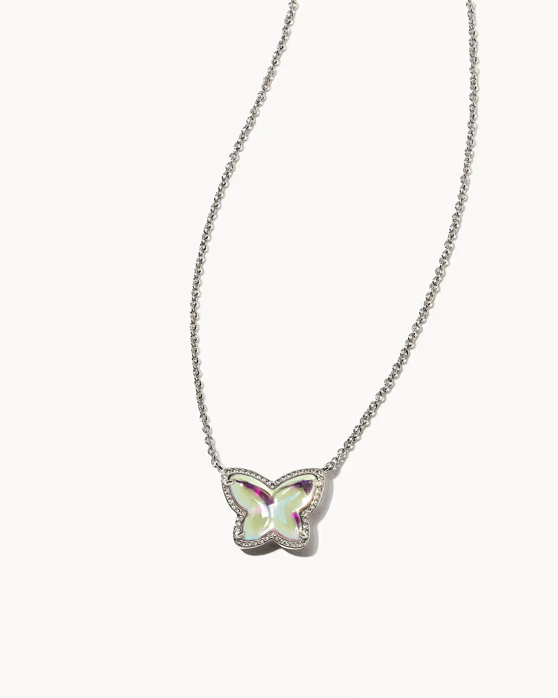 Lillia Butterfly Silver Pendant Necklace in Dichroic Glass | Kendra Scott