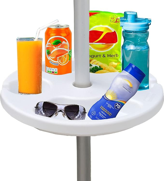 AMMSUN 13" Beach Umbrella Table Tray for Beach, Patio, Garden, Swimming Pool with Cup Holders, Sn... | Amazon (US)