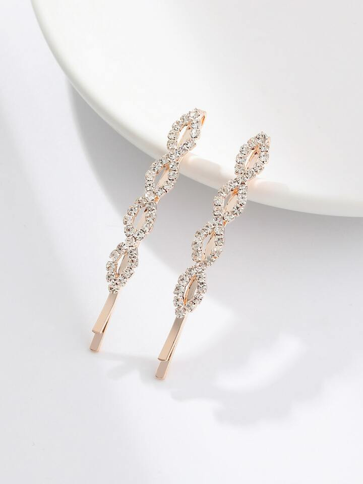 2pcs Rhinestone Decor Hair Clip | SHEIN